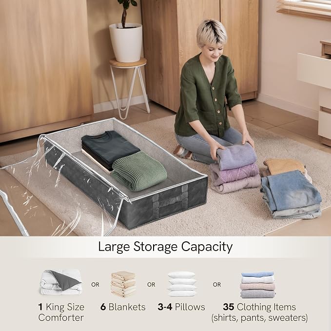Reli. 90L Under Bed Storage with Clear Window, 8 Pack | Closet Storage Bins - Image 3