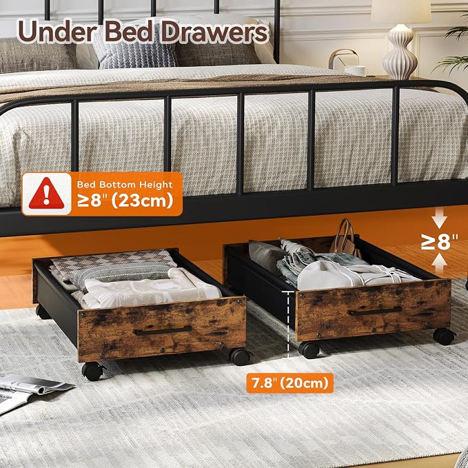 Wooden Under Bed Storage Drawer with Wheels for Space-Saving Storage - Image 4