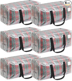 VTSVTS 6 Pack Extra Heavy Duty Large Moving Bags with Comfortable Handle & Strong Zipper,Storage Totes for Space Saving Moving Storage College Supplies Alternative to Moving Box,Clear by VTSVTS