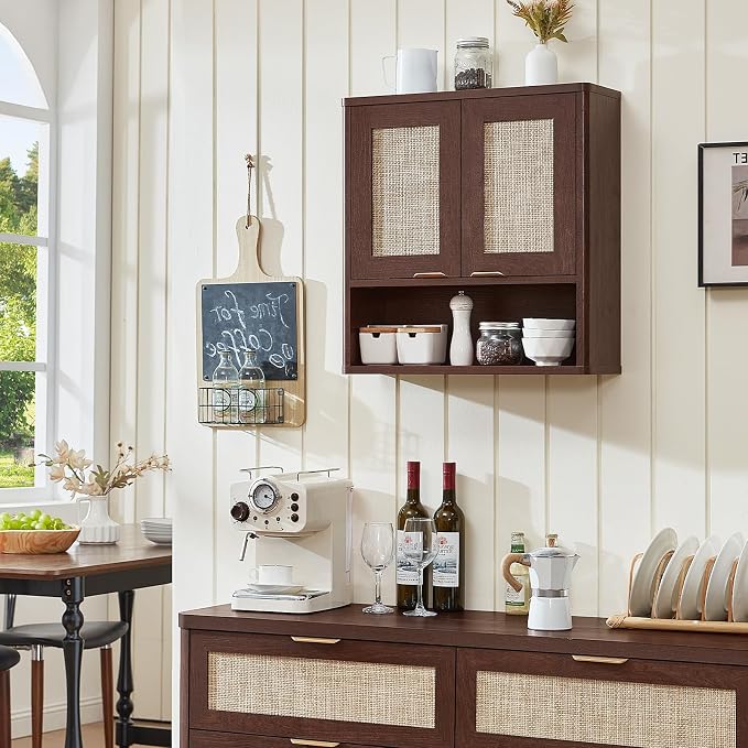 LEYAOYAO Rattan Bathroom Wall Storage Cabinet, Boho Medicine Cabinet - Image 7