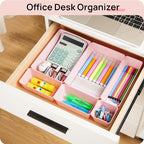 Vtopmart 44 PCS Plastic Drawer Organizers Set, Vanity Organizer Trays, Pink - Image 6