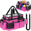Cleaning Caddy Bag, Cleaning Supplies Organizer for Housekeepers, Housekeeping Caddy with Handle and Detachable Padded Cushion, Pink by Jaffzora