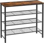 Kitsure Shoe Rack for Closet, Shoe Storage, 29.5" Wide - 4 Tier, Brown | Space-Saving Shoe Organizer with Leveling Feet, Sturdy & Rust-Proof Wooden Shoe Rack for Entryway, Bedroom, Living Room by Kitsure