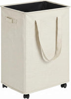 efluky Slim Laundry Hamper with Wheels, Rolling Laundry Basket for Clothes, Small Laundry Basket for Bedroom, Dorm and Laundry Room, 90L (19.8 Gallons) Beige by efluky