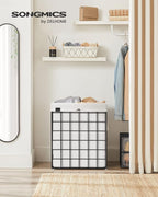 SONGMICS Laundry Hamper, 23.8 Gal. (90L) Laundry Basket, Collapsible Clothes Hamper, Black and White ULCB190W01 - Image 2