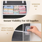 6-in-1 Over Door Hanging Organizer with 12 Mesh Pockets, 44 lbs Capacity, Deep Gray – Versatile Behind Door Storage for Baby Nursery, Newborn - Image 5