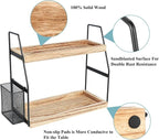 Uneviesyka Bathroom Counter Organizer, 2-Tier Standing Storage Shelf with Basket, Wood Tray for Skincare Vanity Organizer - Image 7