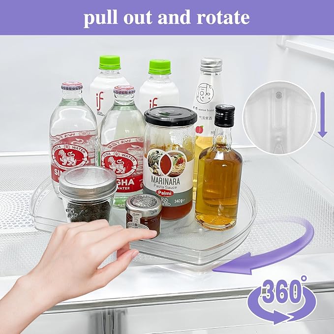 Incostar 360° Rotating Lazy Susan Turntable Organizer - Multifunctional 11.8" x 8.7" Rectangular Organizer for Refrigerator, Cabinet, Pantry, and Kitchen Countertop - Image 3