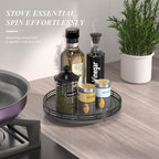 AMH10-Inch Natural Slate Lazy Susan with Black Raised Iron Rim - Image 6