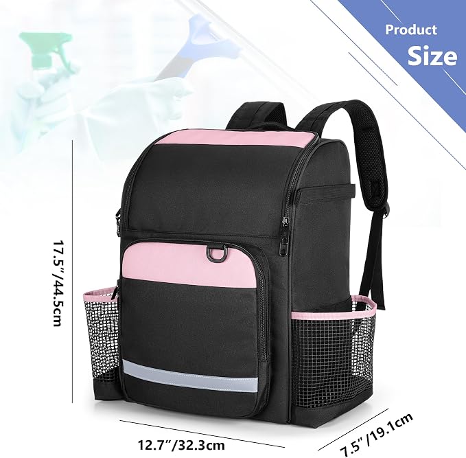 LoDrid Cleaning Backpack with Thickened Adjustable Shoulder Straps, Pink - Image 6