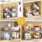 Delamu 2-Tier Under Sink Organizers and Storage, Multi-Purpose Stackable Bathroom Cabinet organizers, Pull Out Kitchen Pantry Organization and Storage with Dividers(2 Pack, Purple) - Image 4