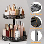 2 Tier Lazy Susan Organizer Turntable Height Adjustable, Black - Image 4