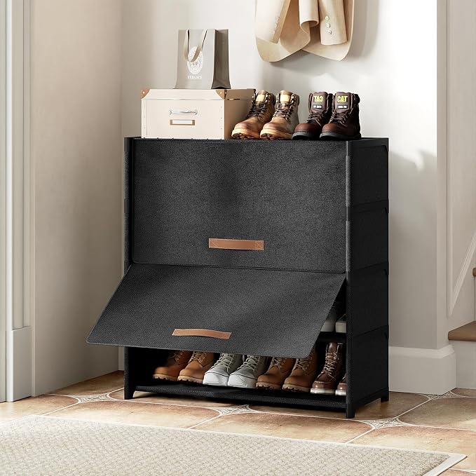 5 Tier Shoe Cabinet with Door, 20-Pair Storage, Black | Ideal for Daily Family Use, Door Keeps Shoes Dust-Free, Stops Pets from Chewing, Simple Tool-Free Install - Image 8