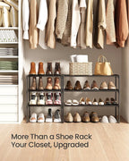 SONGMICS Shoe Rack, 3-Tier Shoe Organizer, Metal Storage Shelf | for Entryway, Upright or Upside Down, for 4-8 Pairs, Stackable, 11.8 x 16.7 x 21.5 Inches, Black ULSA003B01 - Image 8