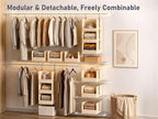 DIMJ Hanging Closet Organizer - 4-Tier Modular Hanging Shelves with Zippers Hooks, Collapsible Baskets for RV, Dorm, Small Spaces, Fabric Storage Bins for Clothes, Handbags - Image 5