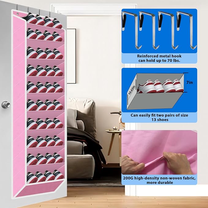 10 Tiers Shoe Organizer for Closet, 20 to 30 Pairs Shoe Rack Door - Image 5