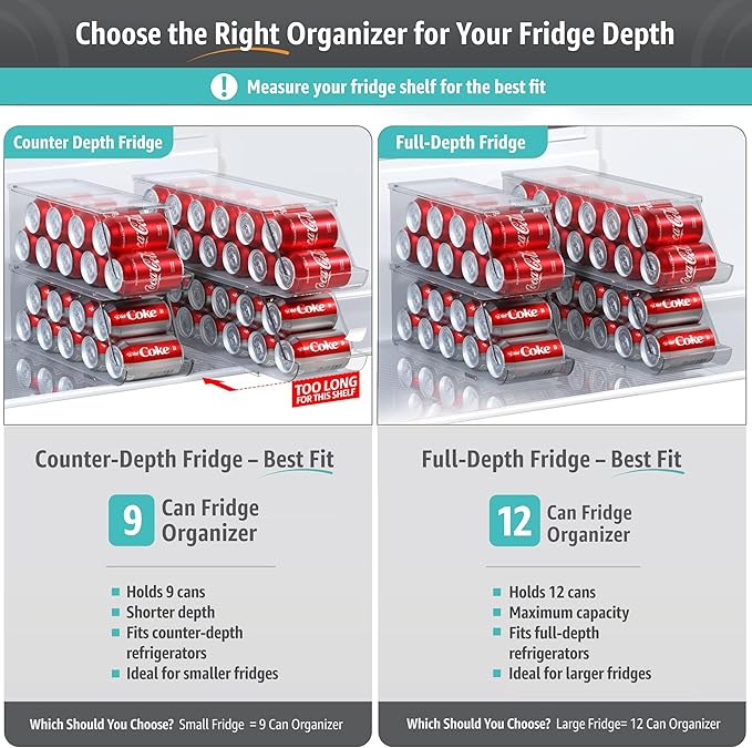 Sorbus Soda Can Organizer for Fridge & Freezer, Stackable with Lid (2 Pack) - Image 4