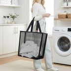 STORAGE MANIAC Collapsible Laundry Basket, 16.9 Gal. Large Pop-up Laundry Hamper with Long Carry Handles, Space-Saving Foldable Clothes Hamper with Bottom Elastic Band, Travel Laundry Bags, Mesh Black - Image 4