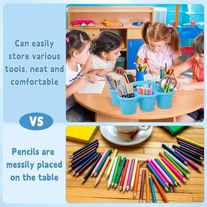 6 Pack Classroom Caddy Organizer with Handle, 6 Compartments, Gradient Blue - Image 4