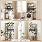 Quikraen 7-Tier Over the Toilet Storage Shelf, Large Bathroom Organizer with 2 Fabric Drawers, 4+3 Adjustable Side Shelves, Sturdy Freestanding Space Saver Rack with Hooks for Bedroom, Laundry, Black - Image 7
