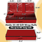 Simple Houseware 41.5" Wrapping Paper Organizer, Fits 40 Rolls, Red - Image 2