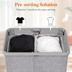 Lifewit 145L Large Laundry Basket with Lid, Laundry Hamper with Plastic Handles and Removable Bag, Foldable Tall Dirty Clothes Hampers for Laundry for Laundry Room, Bedroom, Bathroom, Dorm, Light Gray - Image 5