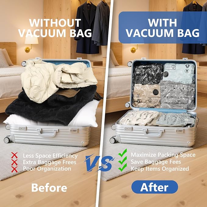 36 Pcs Travel Vacuum Bags for Clothing with Rechargeable Wireless air Pump - Image 2