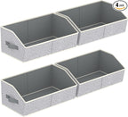Homsorout Storage Bins for Shelves - Large Trapezoid Closet Shelf Organizer, Fabric Organization Bins with Handles, Storage Baskets for Clothes, Towel, Purse, 4 Pack, Light Gray by Homsorout