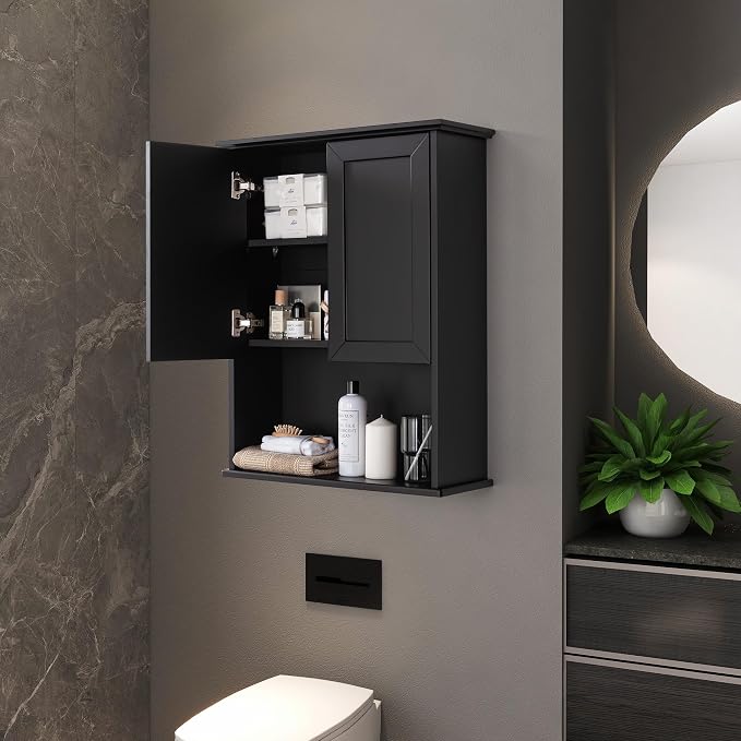 VANIRROR Bathroom Wall Mounted Wood Medicine Cabinet with Adjustable Shelf - Image 2