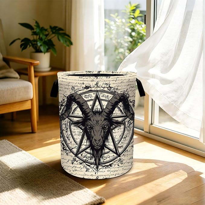 Gothic Skull Laundry Basket Foldable Laundry Hamper With Handles Clothes Storage Bucket Organizer Laundry Bag For Bedroom Bathroom Laundry Storage 19.6 x 15.7 - Image 5