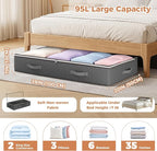 Budding Joy 95L Under Bed Storage Containers, 8 Pack Storage Bags Grey | Underbed Storage Bags for Blankets, Towels, Comforter, Sweaters, Linen Sheets, Wrapping Paper - Image 3