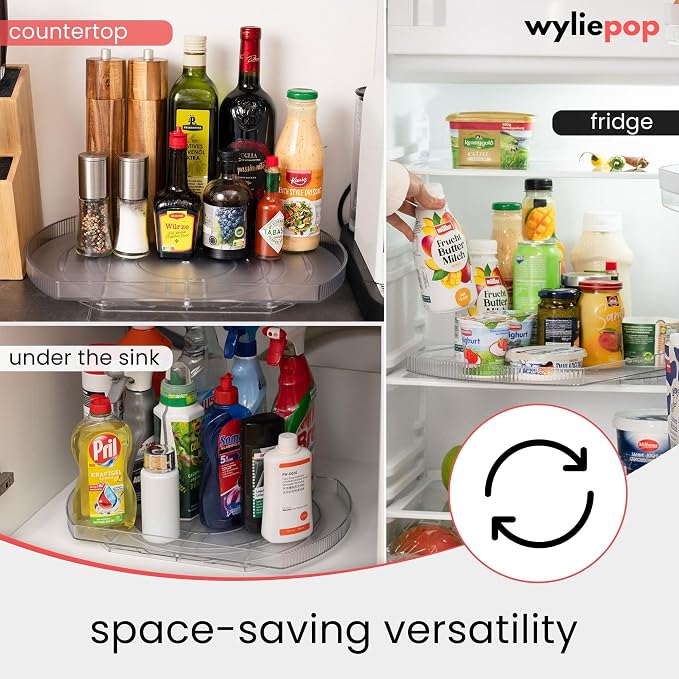 Lazy Susan for Refrigerator - 360° Turntable Refrigerator Organizer and Storage Tray for Fridge, Cabinet & Pantry - Rectangle Lazy Susan (16.5"x11.5"x1.5") - Image 2