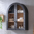 Bathroom Arched Wall Cabinet Over The Toilet Storage Cabinet, 23.5×31.4 Inch bathroom cabinet wall mount with Glass Doors & Adjustable Shelves, Wood Cabinet for Laundry Room, Kitchen,Dark Grey/Natural by NOWABAY