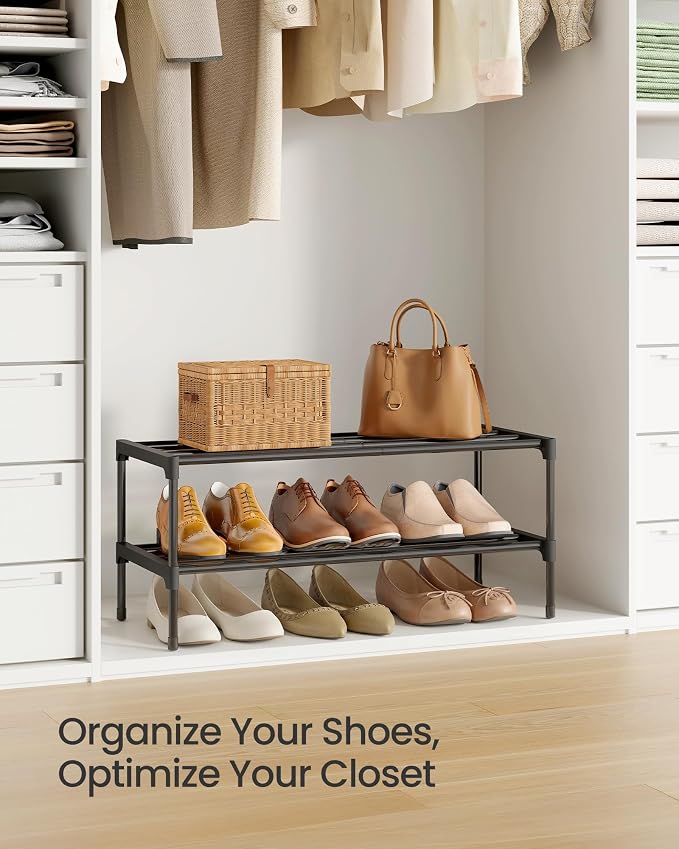 SONGMICS Shoe Rack, 2-Tier Stackable Metal Shoe Organizer, 24.5" Wide - Image 6