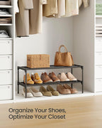 SONGMICS Shoe Rack, 2-Tier Stackable Metal Shoe Organizer, 24.5" Wide - Image 6