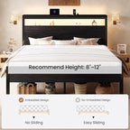 SHA CERLIN King Bed Frame, 2-Tier Storage Headboard, LED, Charging Station - Image 9