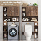 Over the Toilet Storage Cabinet, Freestanding Storage Cabinet Over Toilet, Bathroom Storages Organizer Cabinets with Toilet Paper Holder Stand and Adjustable Shelf, Walnut - Image 6