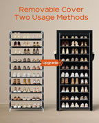CASAMAYA Shoe Rack with Covers, 10 Tiers Tall Shoe Rack Organizer, Large Capacity Shoe Shelf Storage, Hold 30 Pairs of Shoes, Vertical Shoe Storage Organizer for Closet, Entryway, Black, SRT103B01 - Image 5