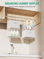 Hanging Closet Organizer with Drawers, 4 Tier Metal Closet Organizers and Storage with 4 Hanging Hooks 4 S-Hooks for Wardrobe Laundry Room, Wire Storage Shelf for Clothes Sweaters Pants (White) - Image 6