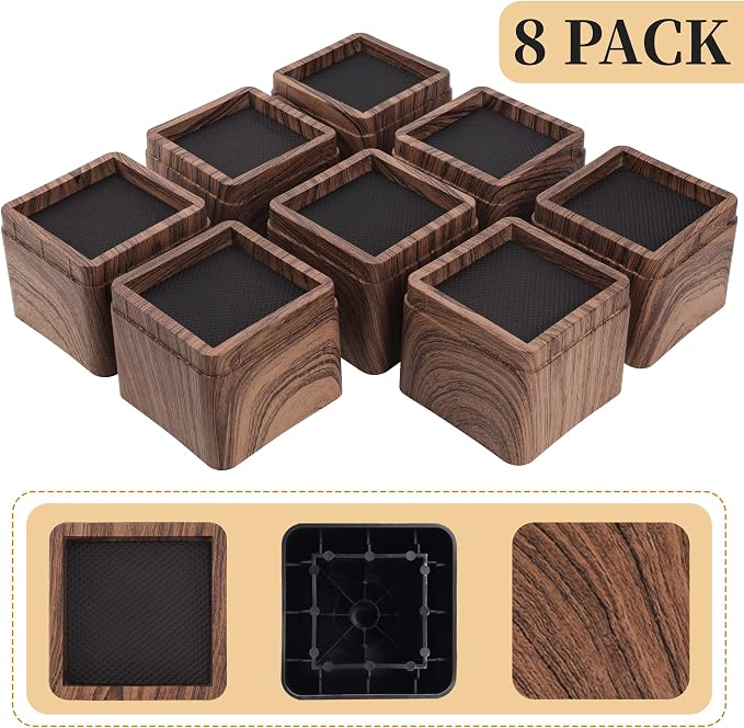 BTSD-home Wood Bed Risers 3 Inch, 8 Pack - Image 9