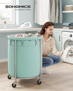 SONGMICS Laundry Basket, Rolling Steel Frame with 2 Locking Wheels, 190 L - Image 2