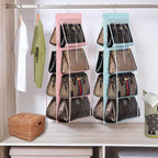 Lirex Handbag Hanging Purse Organizer for Closet, 8 Pocket Handbag Storage Organizer Hanger Oxford Cloth Closet Organizer for Family Closet Bedroom, Foldable and Universal Fit, Light Pink - Image 6