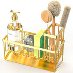 Cisily Gold Kitchen Sink Caddy Organzier with High Brush Holder, Sponge Holder for Sink, 304 Rustproof Stainless, Kitchen Countertop Soap Dispenser Organizer, Home Decor and Accessories - Image 7