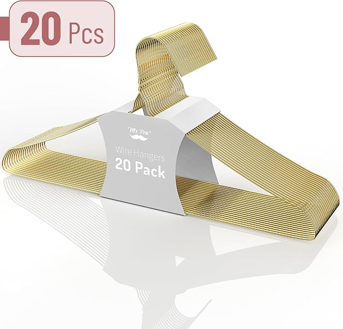 Mr. Pen- Metal Wire Hangers, 20 Pack, Gold - Image 2