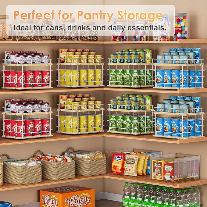 360° Rotating Lazy Susan Can Organizer for Pantry, Holds 26 Cans, White - Image 7