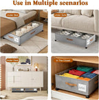 Under Bed Storage with Wheels, Rolling Under Bed Storage Containers with Clear Lid and Handles for Clothes, Shoes, Blankets, Pillows, Toys, Books, Bags (60L, 30.9 x 16.9 x 6.7in, Grey, 2 Pack) - Image 7
