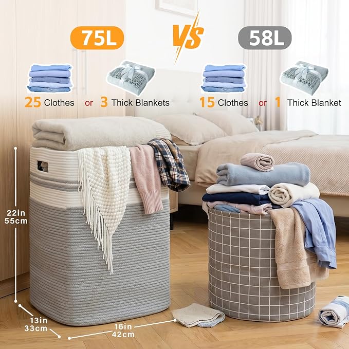 OIAHOMY Laundry Hamper Collapsible Laundry Basket Clothes Organizer Gray - Image 4