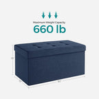 SONGMICS 30 Inches Folding Storage Ottoman Bench, Load 660 lb | Ottoman Foot Rest, Storage Chest, for Living Room, Entryway, Midnight Blue and Ink Black, MINOTA Collection ULSF47IN - Image 3