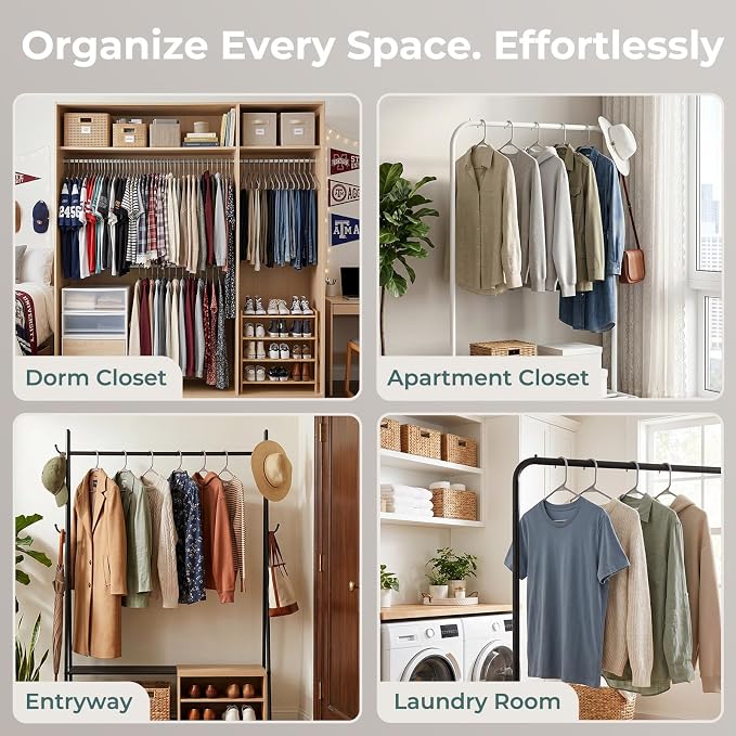 HOUSE DAY Grey Plastic Hangers 20 Pack, Slim Space-Saving Clothes Hangers - Image 7