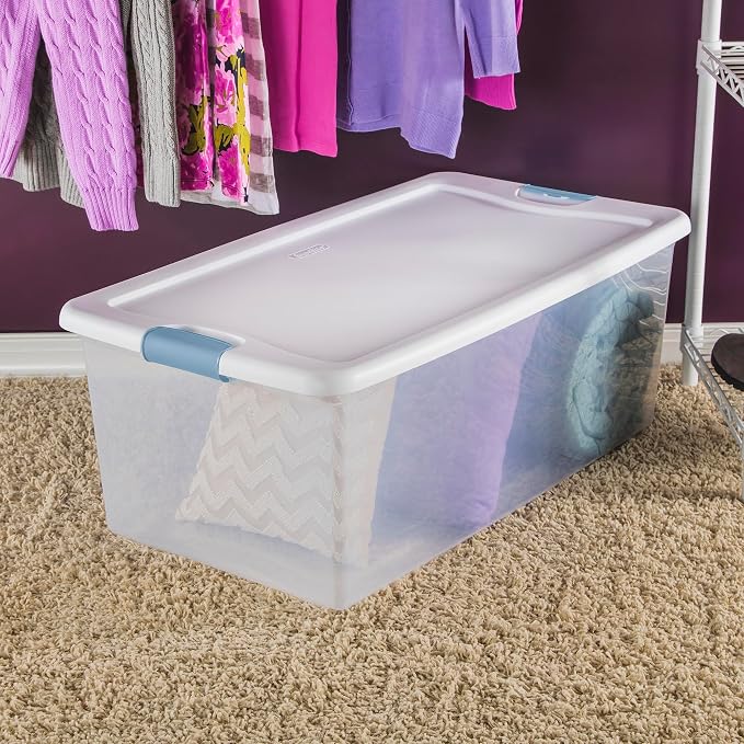 Sterilite Latching Box with Lids for Home and Office, 106 Quart, 12-Pack | Heavy-Duty and Stackable Plastic Containers with Latches for Closet, Cabinet, Bedroom, Bathroom and Dorm Room Organization - Image 5